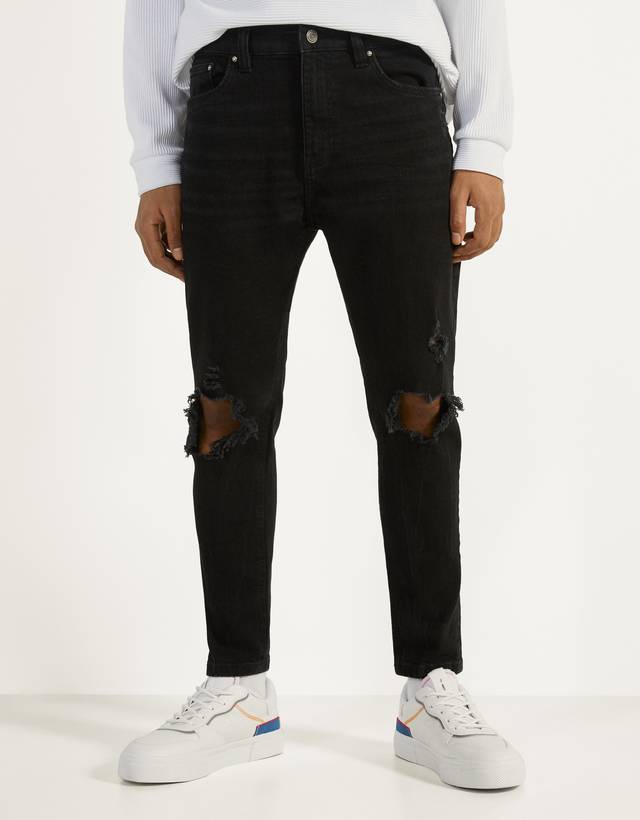 Ripped carrot fit jeans - null 