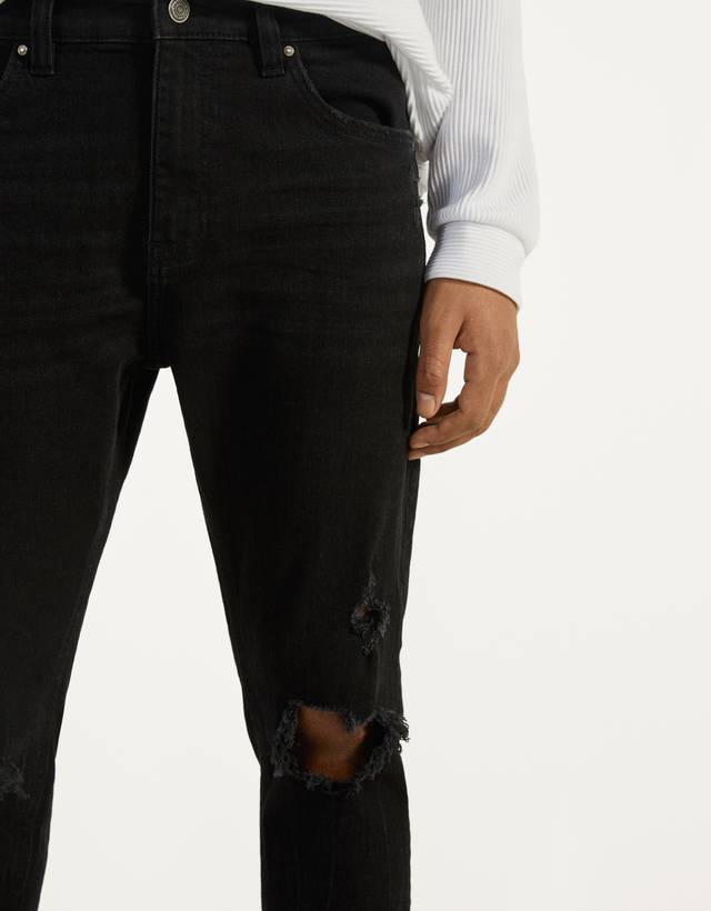 Ripped carrot fit jeans - null 