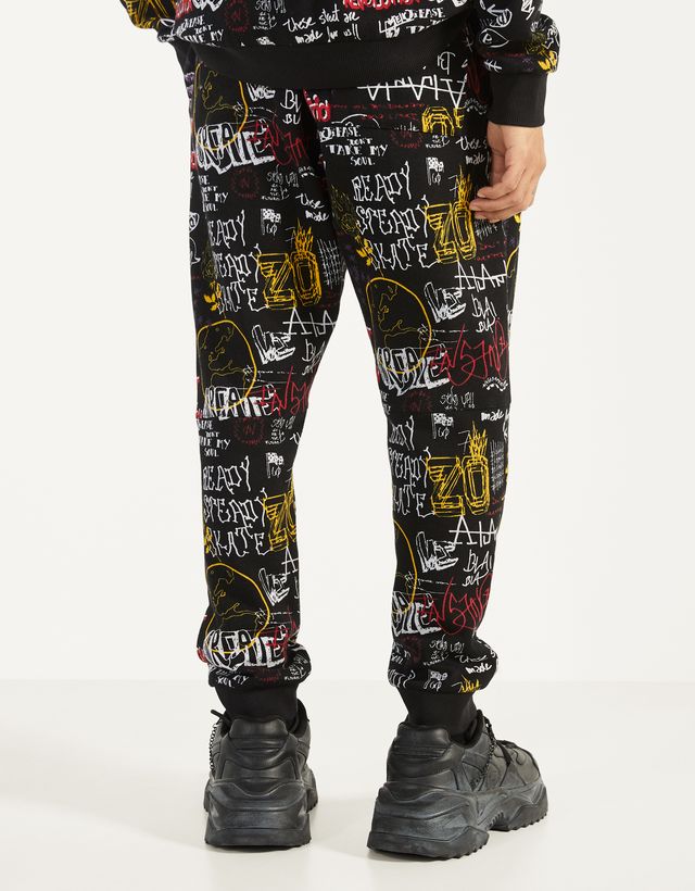 Baskılı jogging fit pantolon