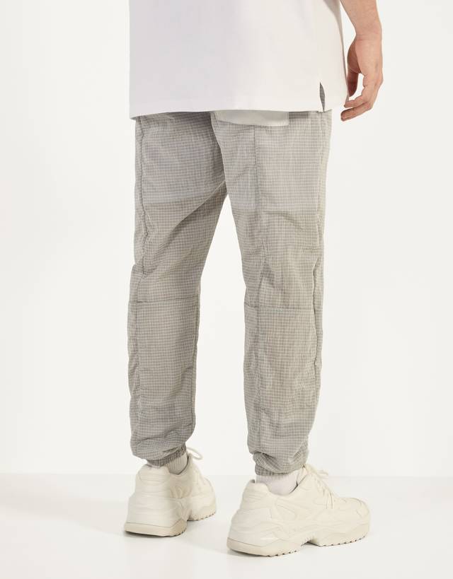 grey reflective elasticated joggers