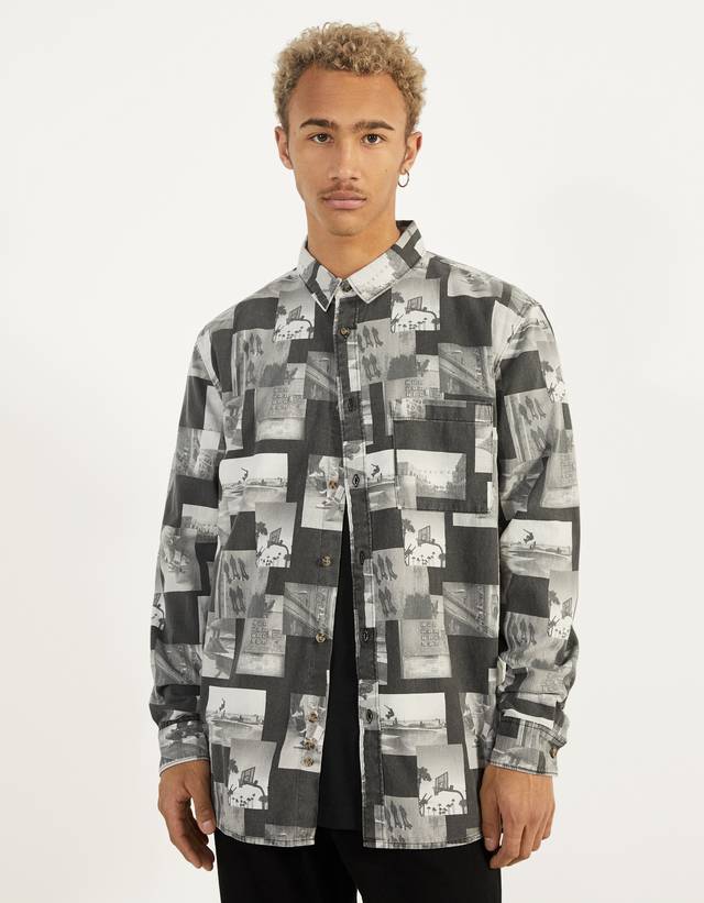 camisa de rayas hombre bershka