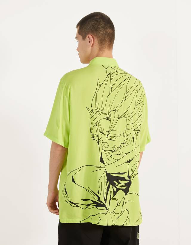 dragon ball z x bershka baskili gomlek