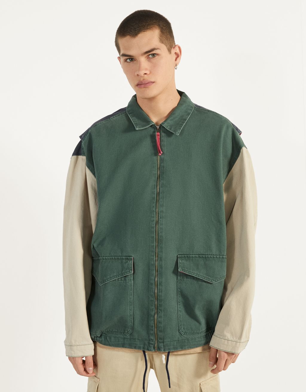 block colour denim jacket