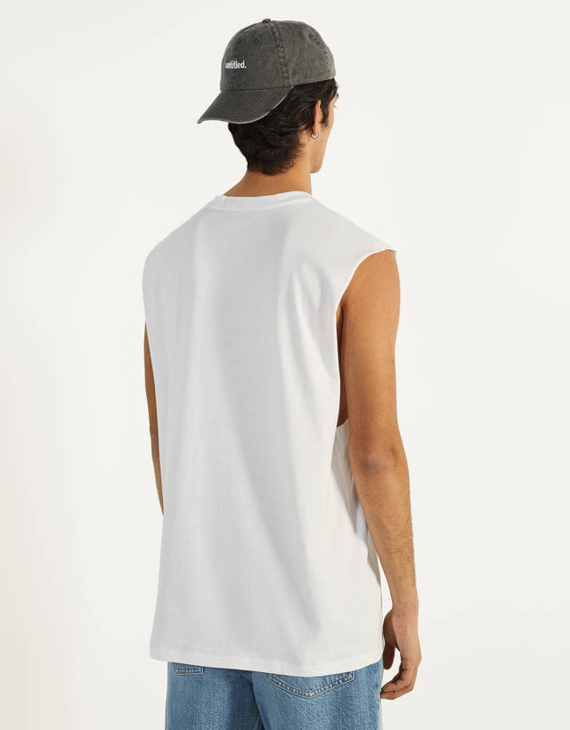 sleeveless t shirt with cap