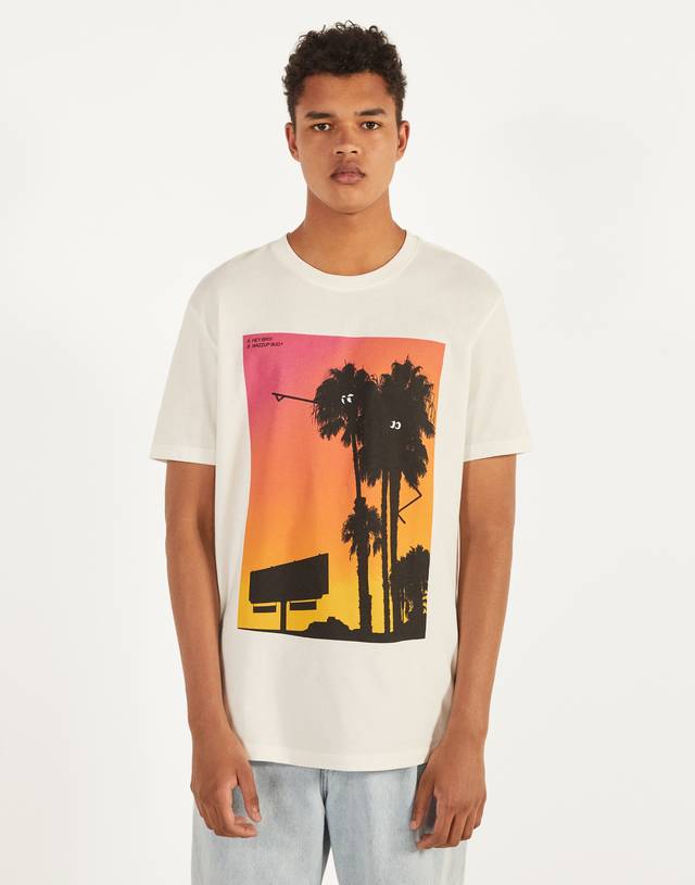 Palm tree print T-shirt - Woman | Bershka