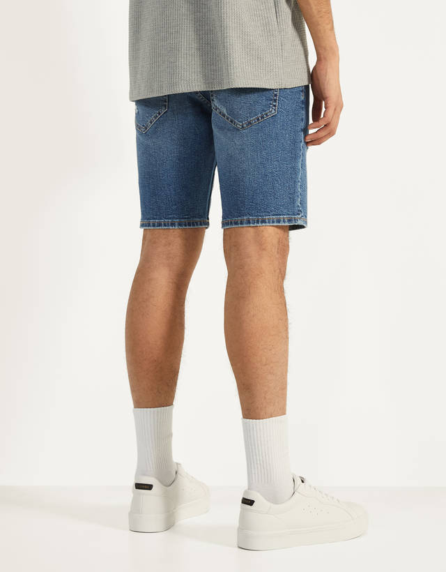 Skinny fit denim bermuda