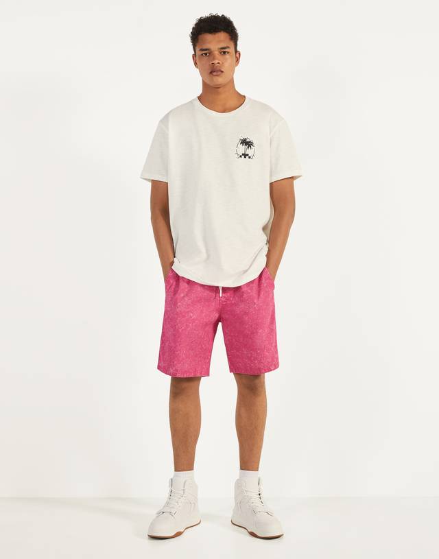 Acid wash jogger Bermuda shorts 