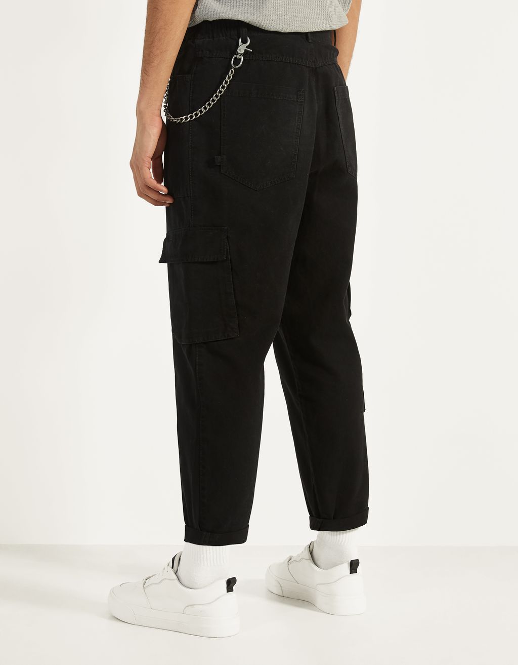 bershka cargo pants with chain