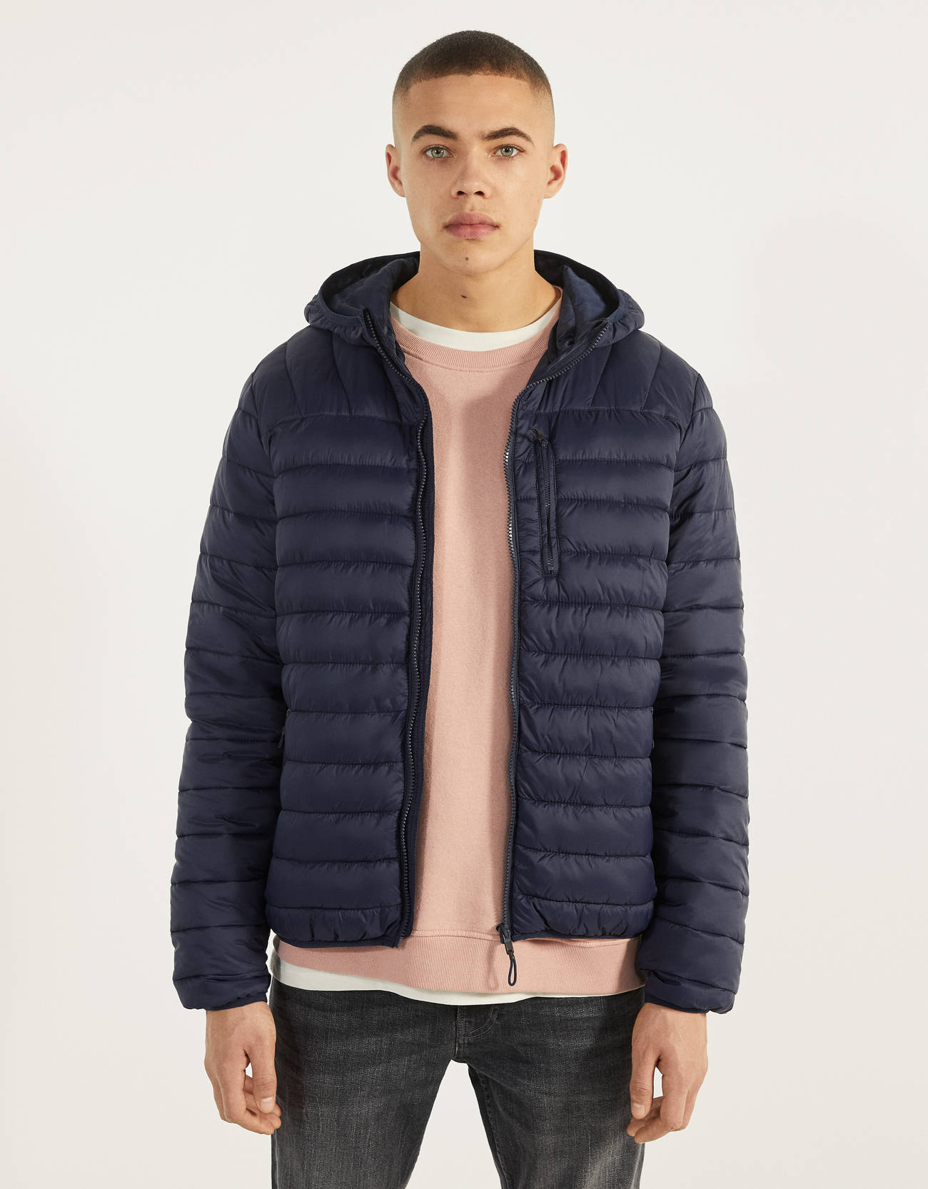 puffer jacket with hood bershka