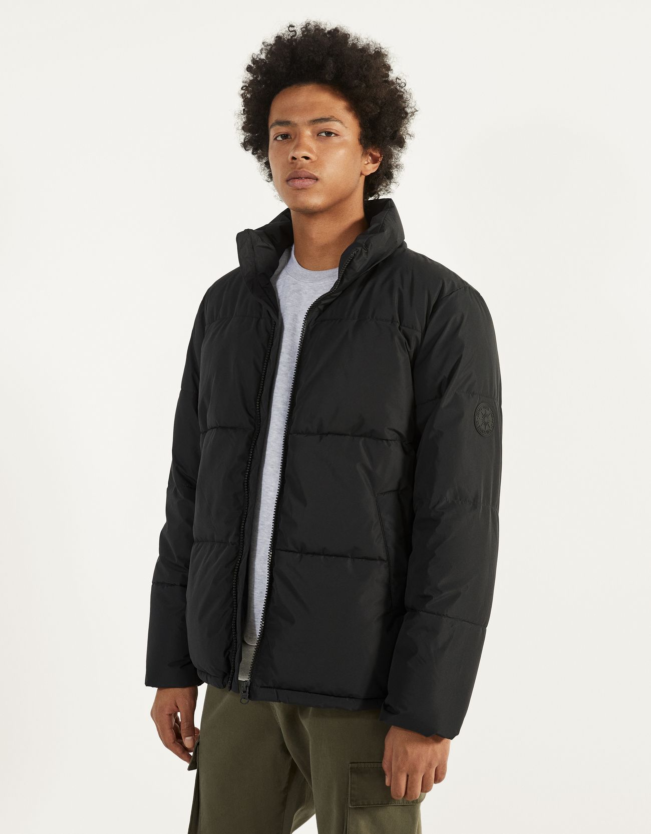 bershka black puffer jacket