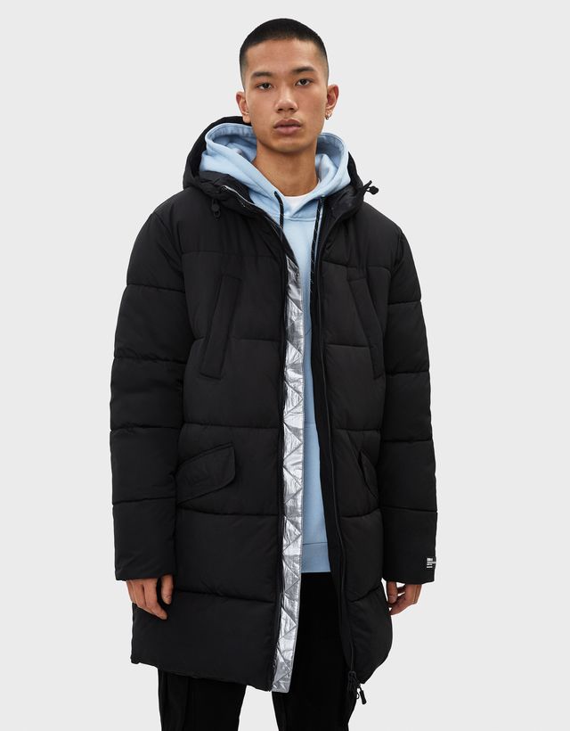 bershka longline puffer coat