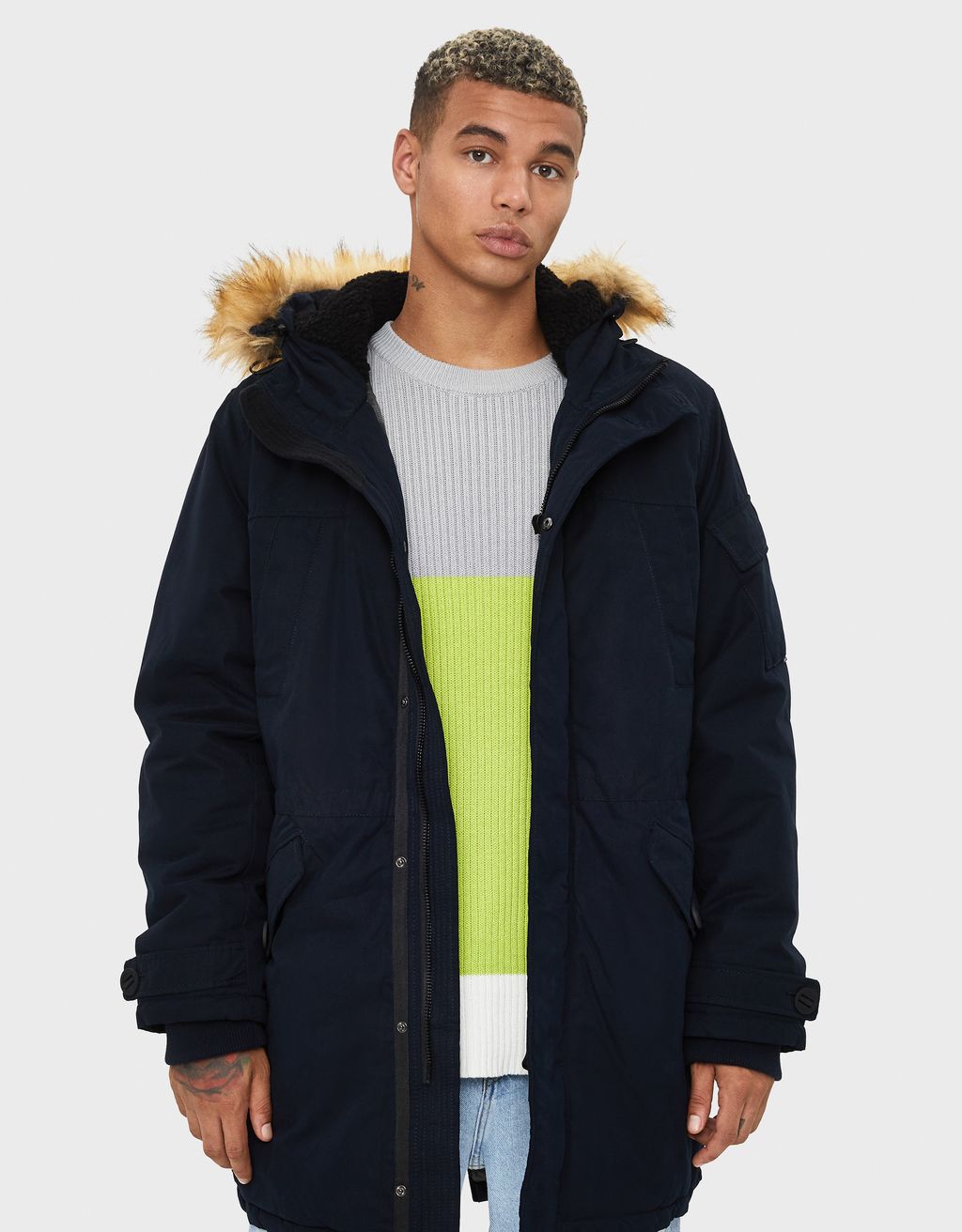 Parka Matlasată De Bumbac Cu Glugă Paltoane Bershka Romania