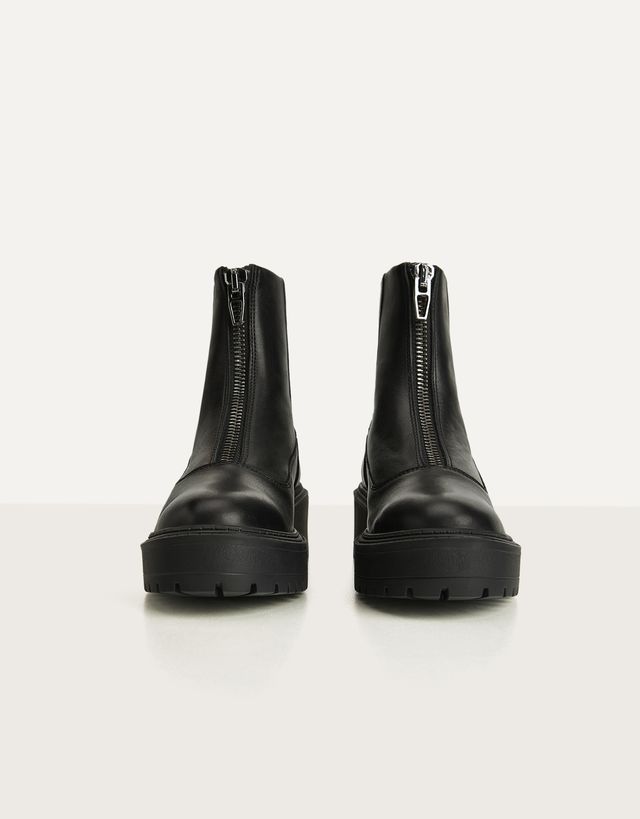 Botines PIEL cremallera - null - Bershka Maroc