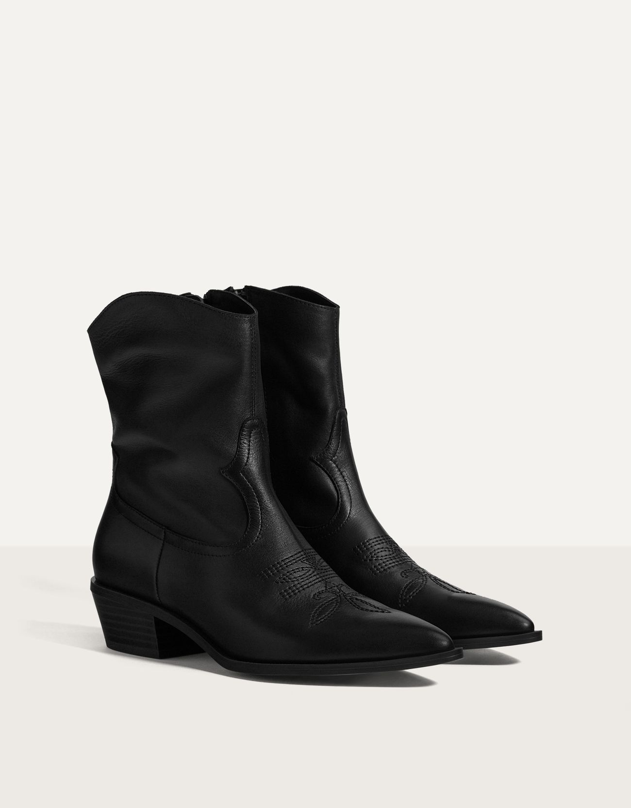 leather cowboy ankle boots