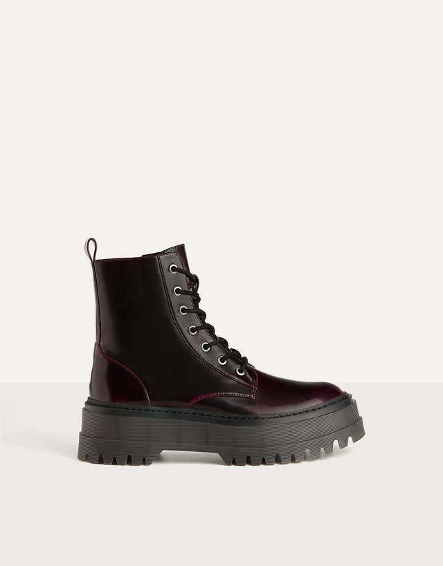 Platform Ankle Boots With Track Sole Basics Bershka United