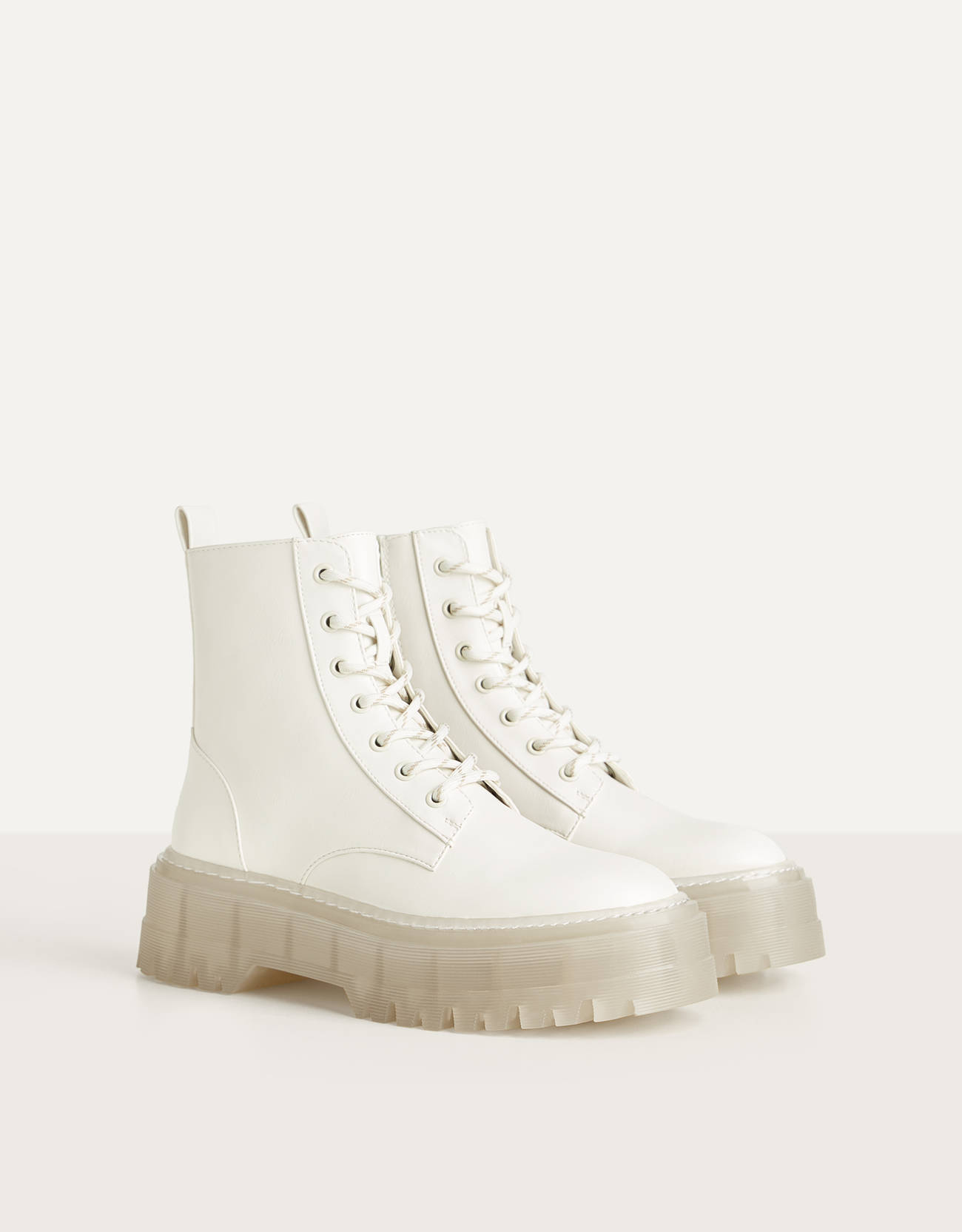 platform ankle boots with translucent sole