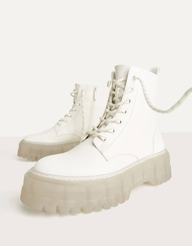 Bershka white platform boots clearance