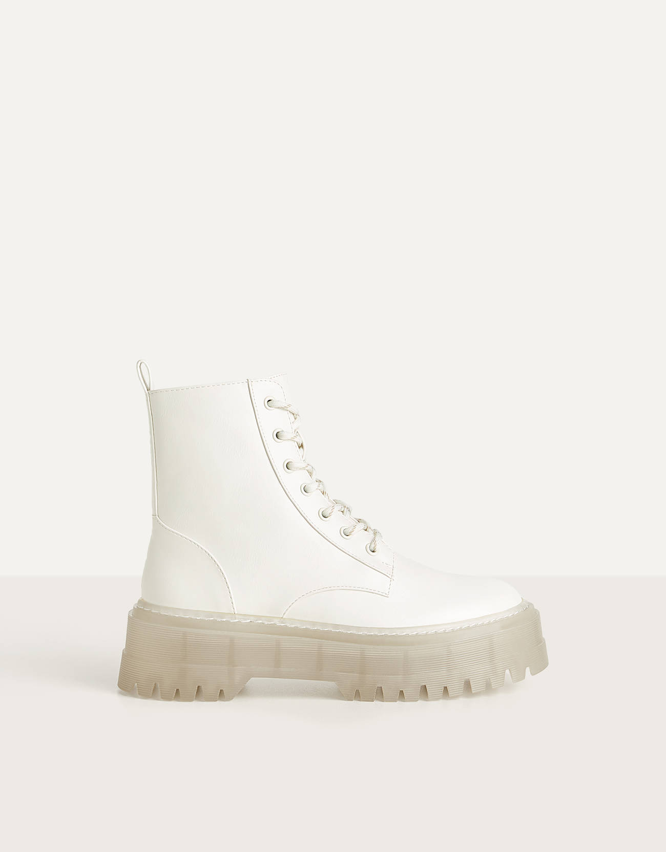 platform ankle boots with translucent sole