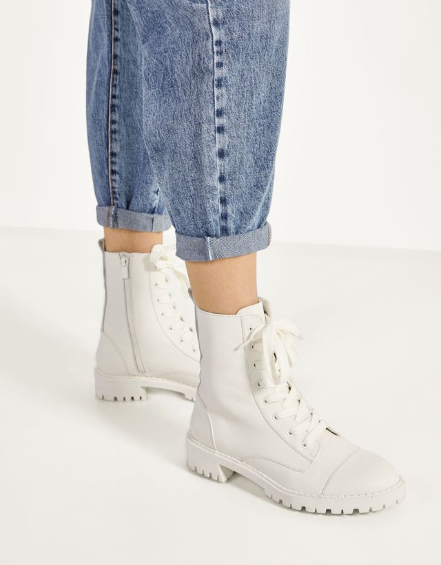 bershka leather track sole ankle boots