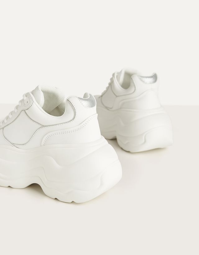 metallic flatform trainers