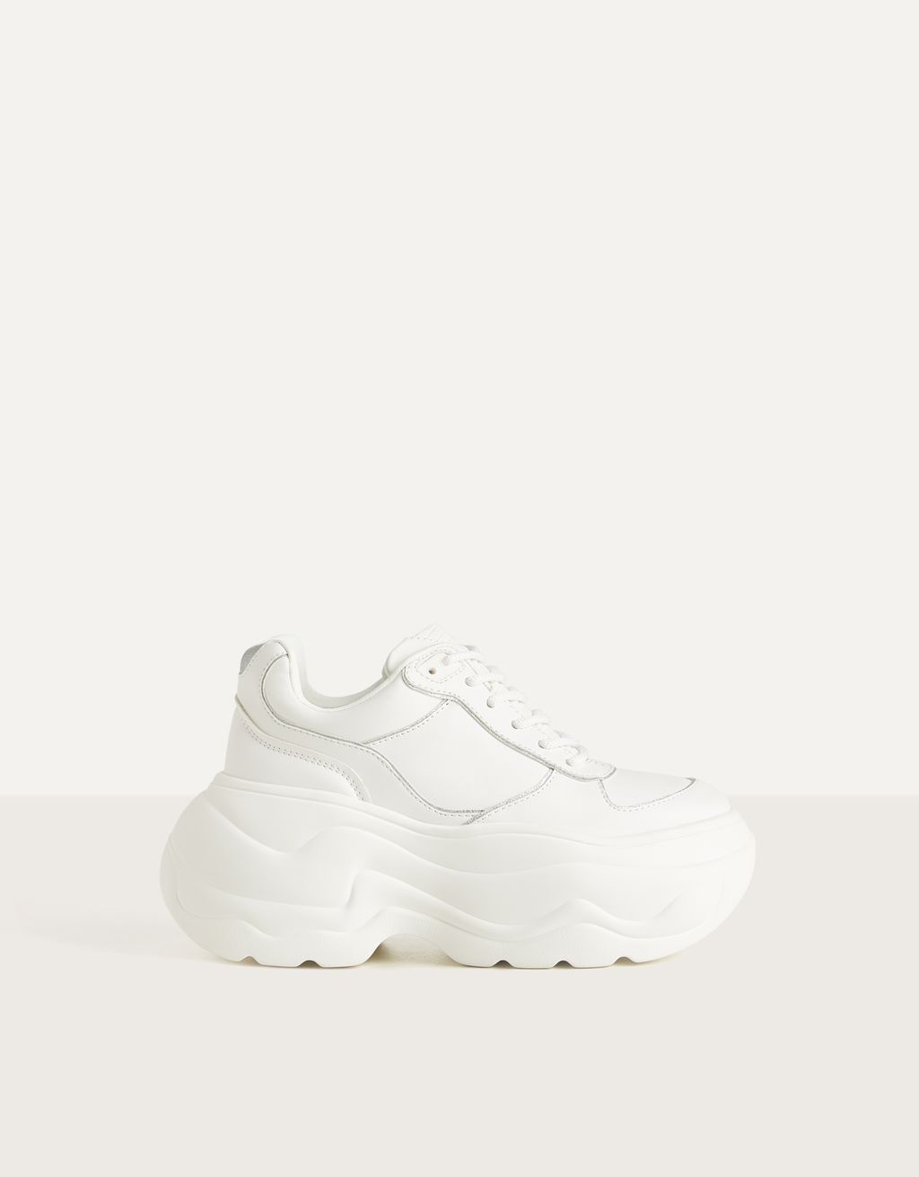 white chunky platform trainers