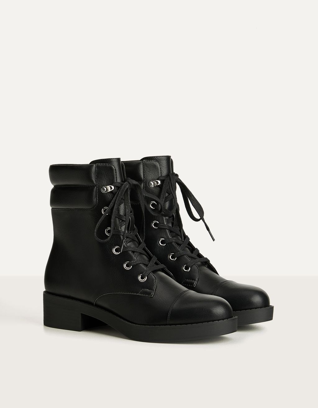 Lace-up flat ankle boots - null 