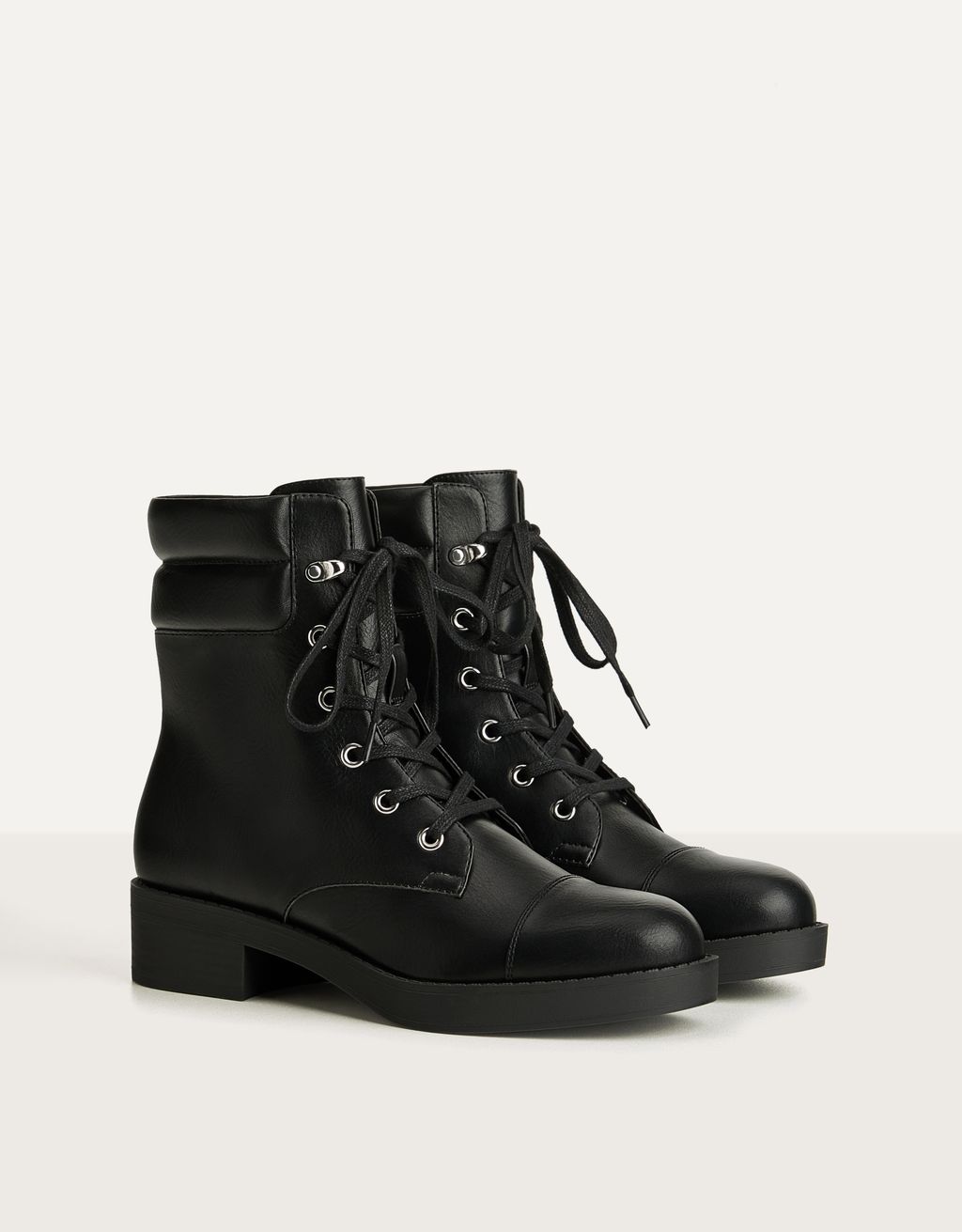 bershka lace up heeled boot in white