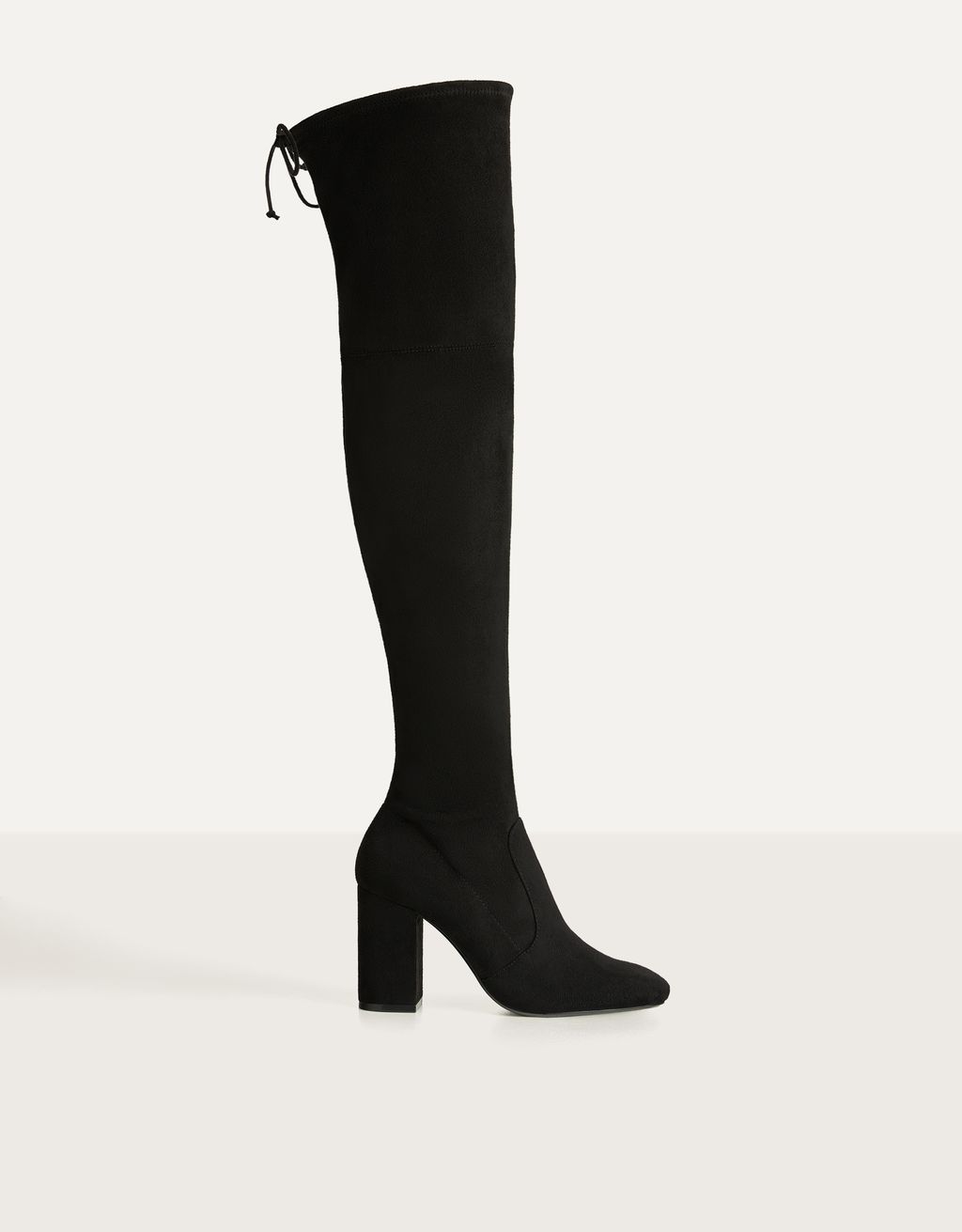 bershka black knee high boots