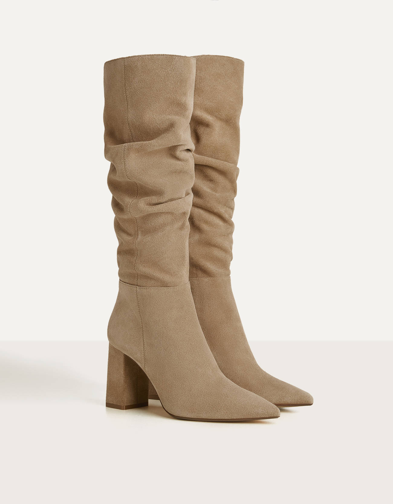 LEATHER slouched boots - null - Bershka