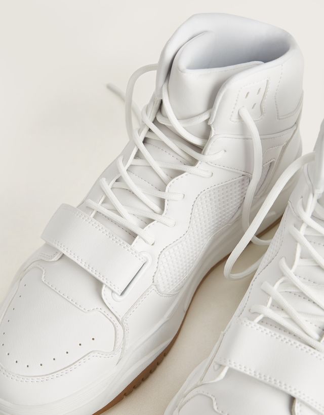 Men S Contrast High Top Trainers Sneakers Bershka Saudi Arabia