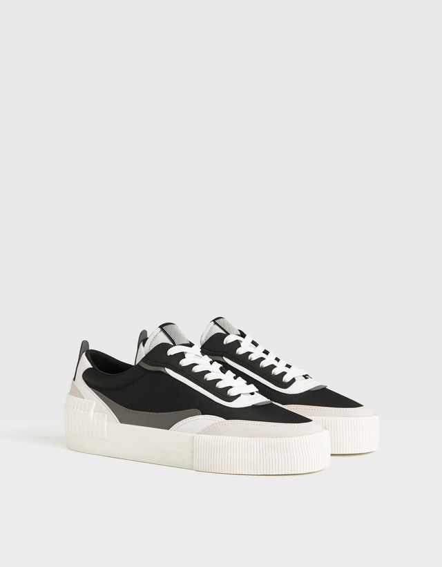 Men S Fabric Plimsolls Without Laces Shoes Bershka Turkey