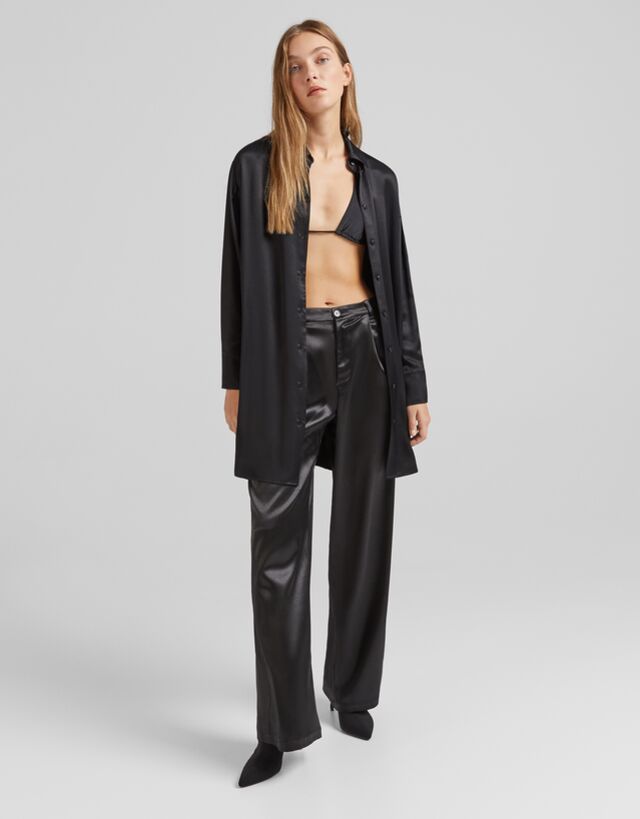 Bershka satin trousers clearance
