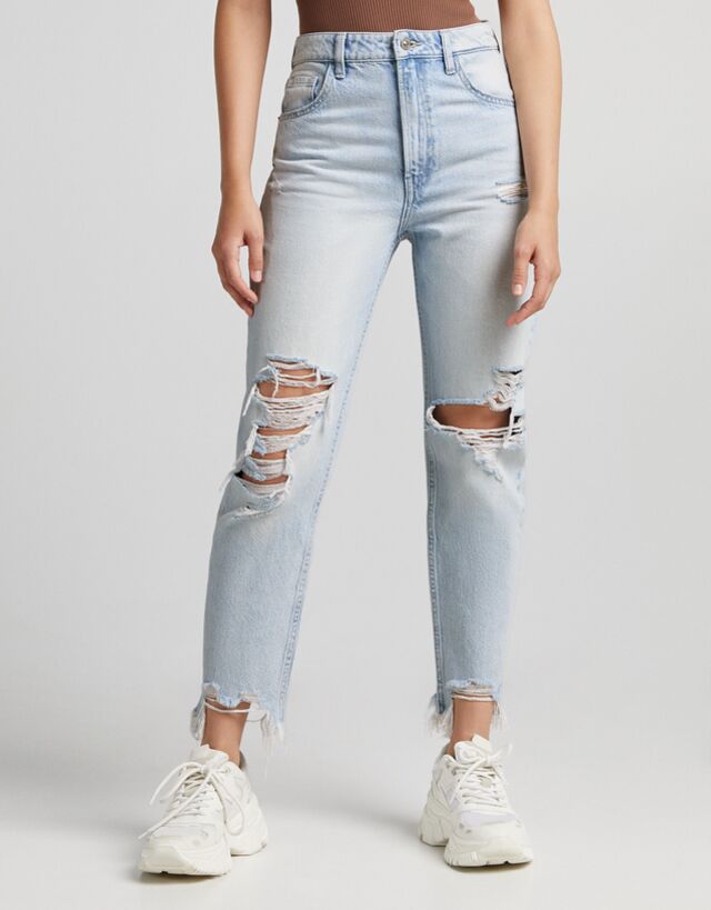 mom jeans black bershka