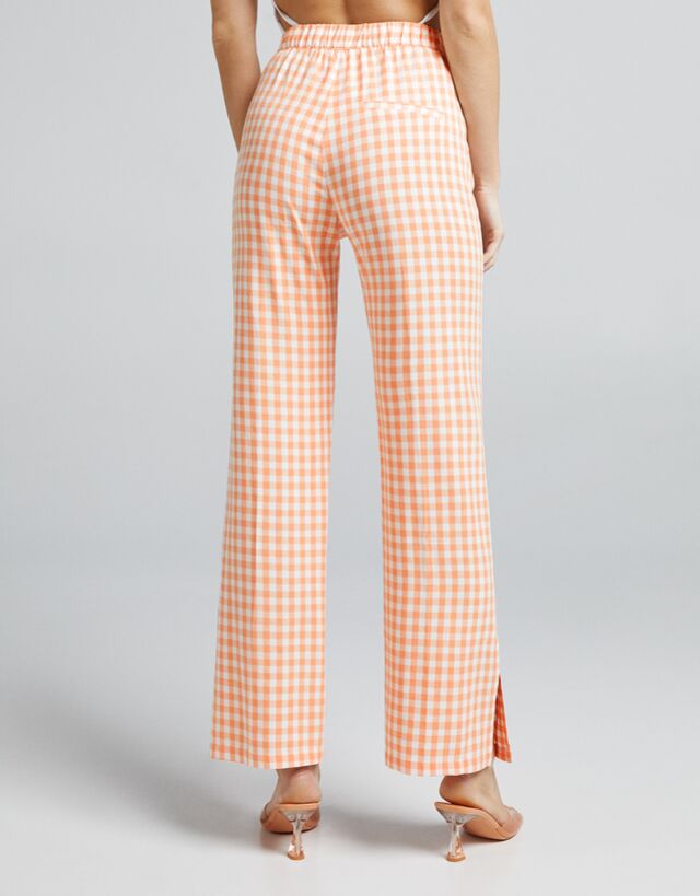wide leg gingham pants