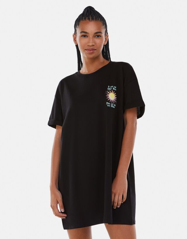 プリントショートワンピース ワンピース レディース Bershka