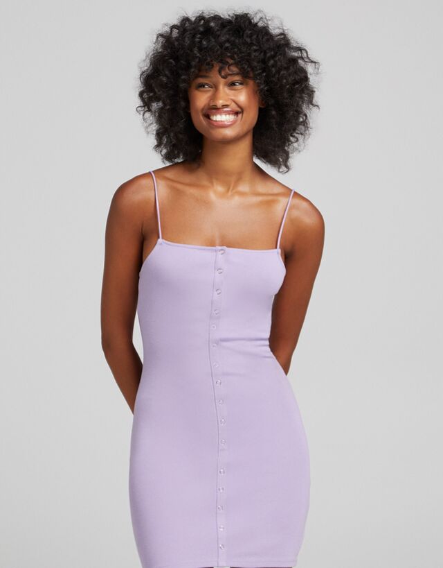 ボタン リブ ショートワンピース ワンピース レディース Bershka ボタン リブ ショートワンピース ワンピース レディース Bershka