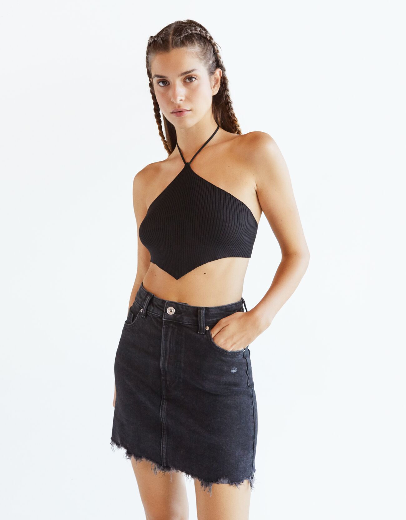 Bershka Yüksek bel denim etek 6 Bershka Yüksek bel denim etek 7