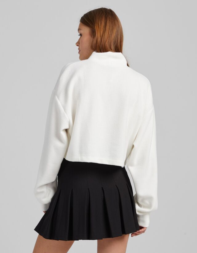 bershka checked pleated mini skirt in mauve