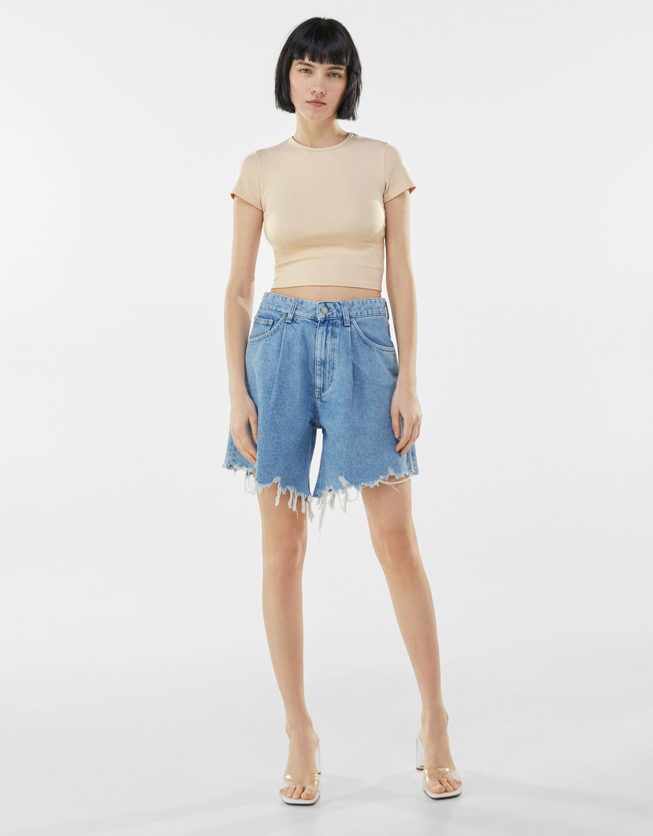 Bershka Kısa kollu fitilli t-shirt 6 Bershka Kısa kollu fitilli t-shirt 7