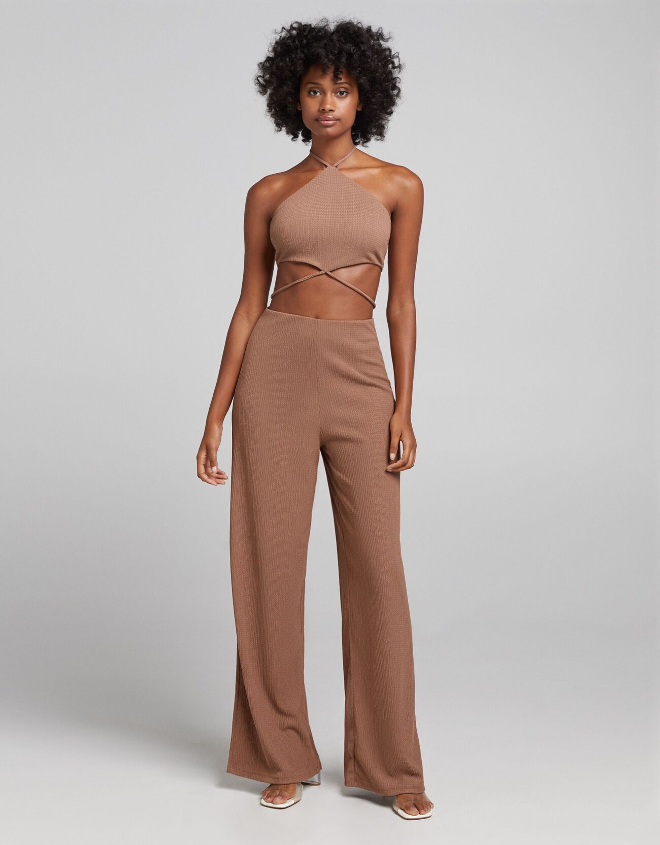 bershka cut out jumpsuit