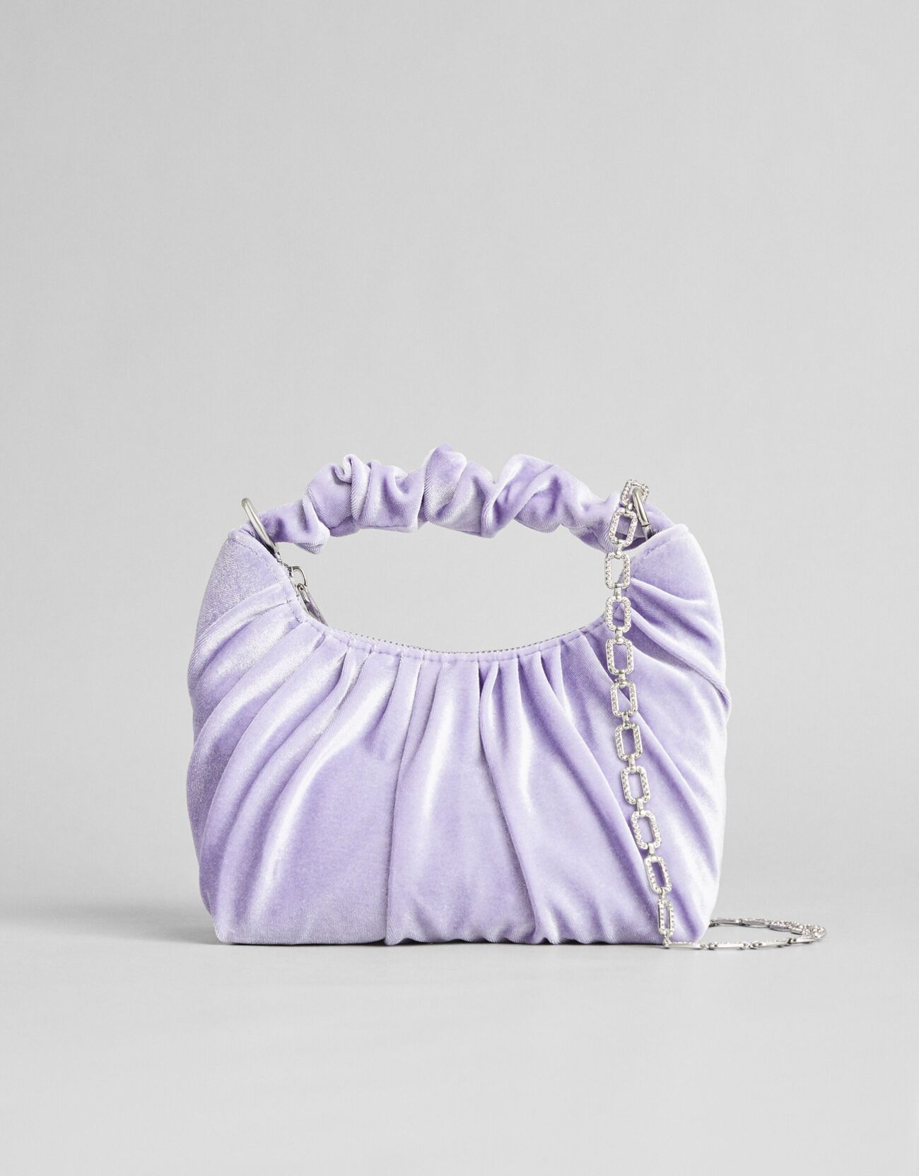 Фиолетовый Плиссированная сумка с цепочкой и стразами Bershka
