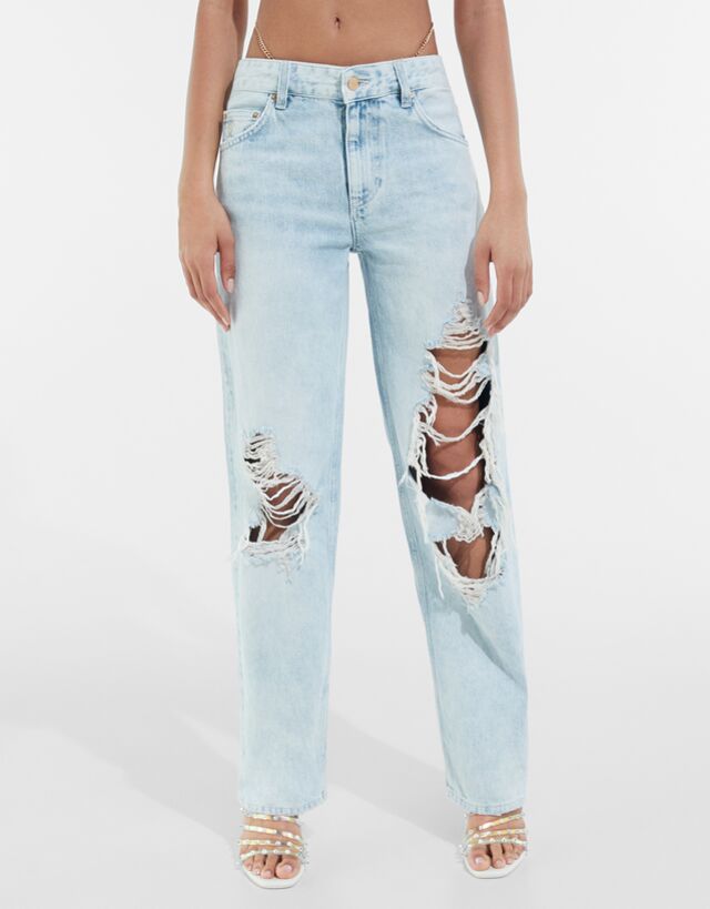 baggy jeans mit kette bad gyal x bershka bad gyal x bershka damen bershka
