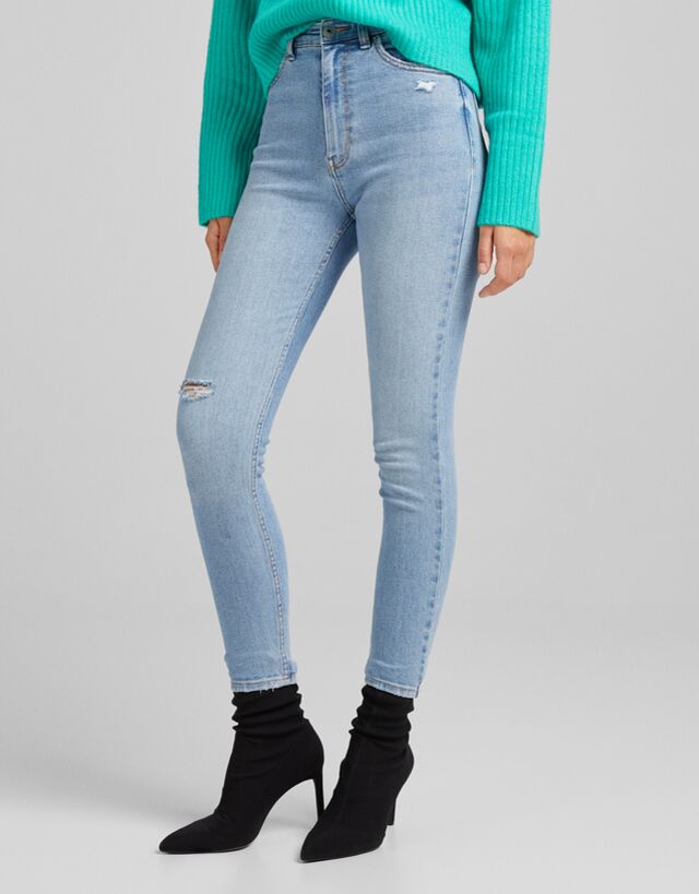 Jeans met superhoge taille - Denim - Dames | Bershka
