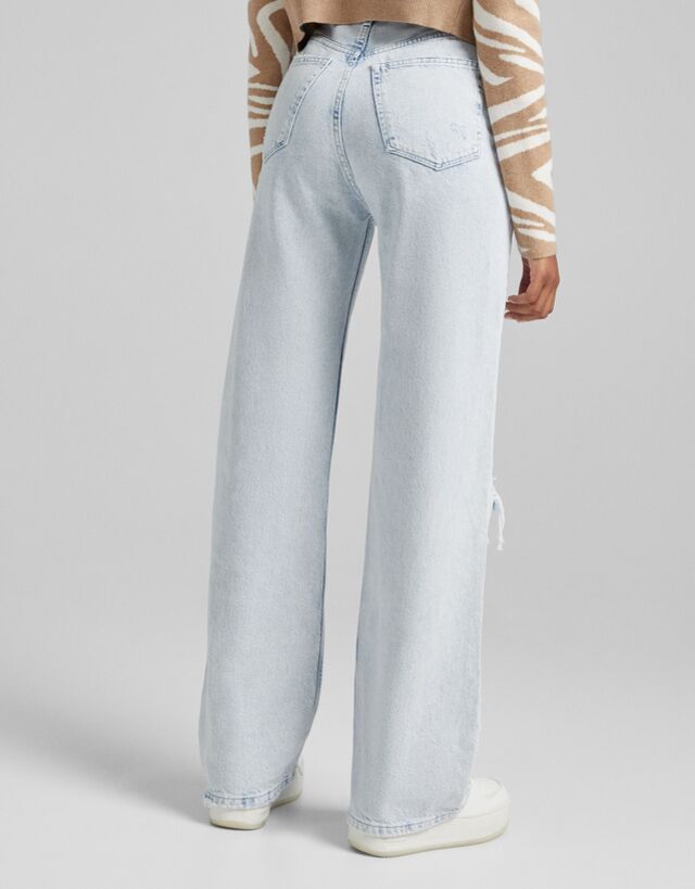 Jean 90's wide leg déchiré - Jeans - Femme | Bershka
