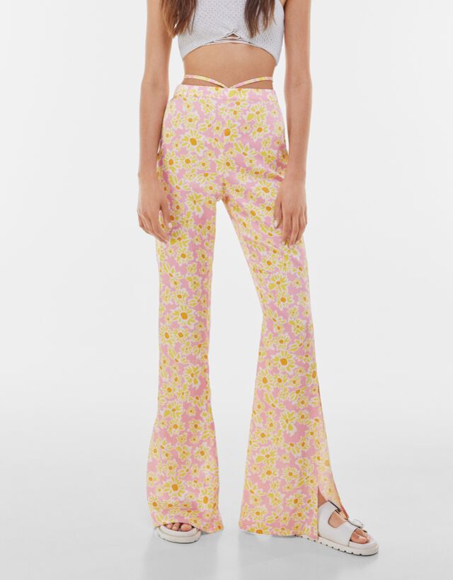 Floral print flared trousers Clearance