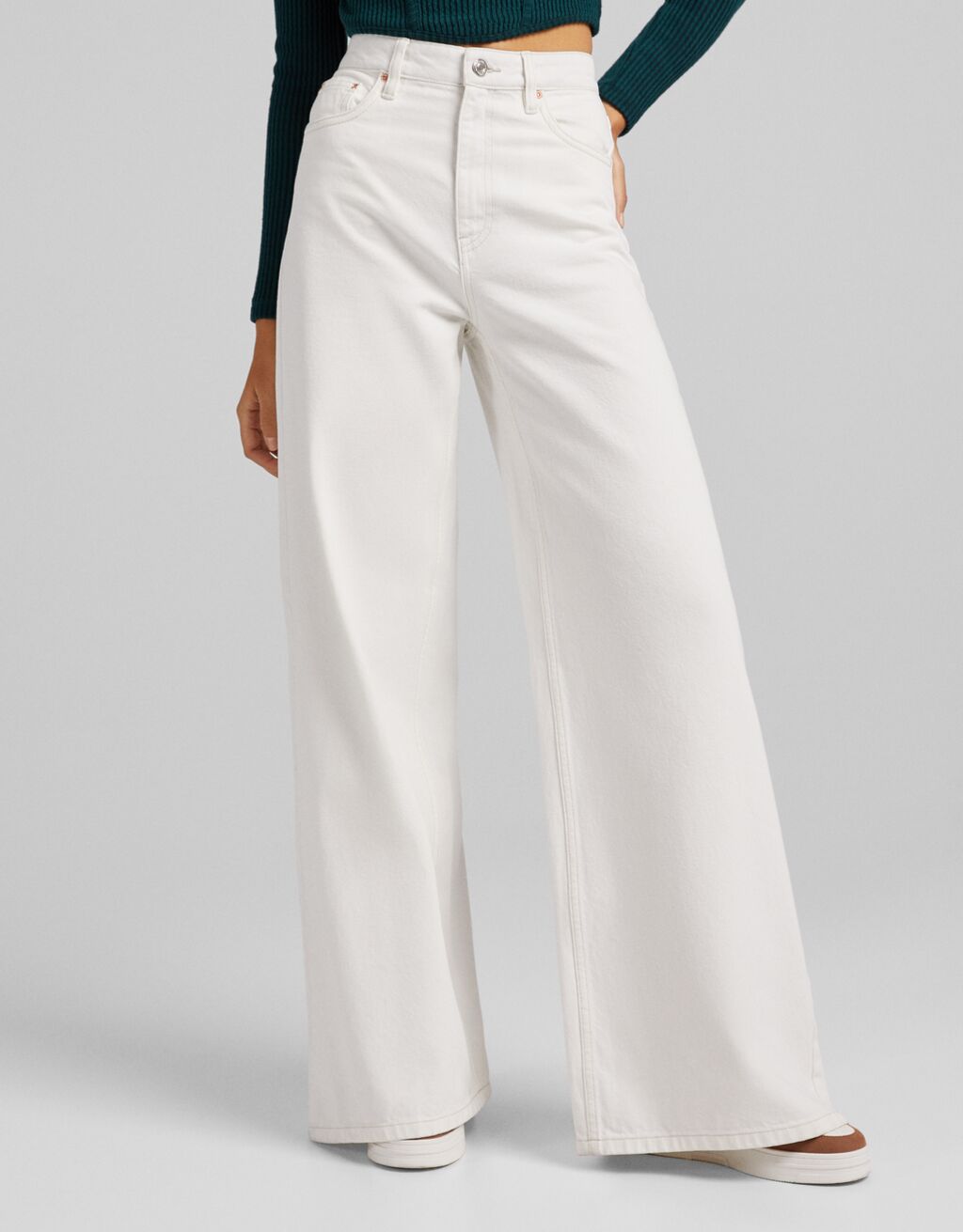 Contrast ’70s wide-leg twill trousers