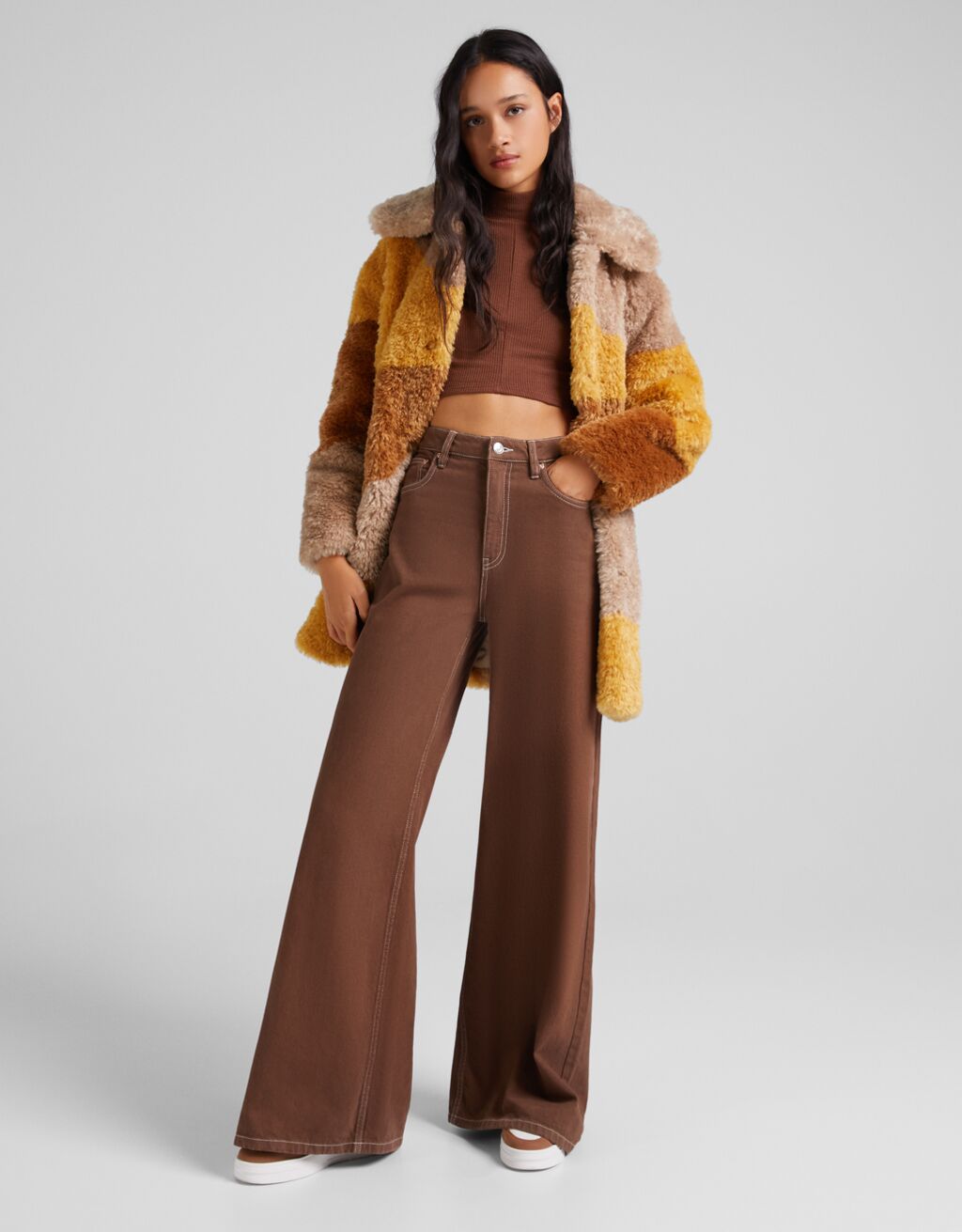 wide leg twill trousers bershka