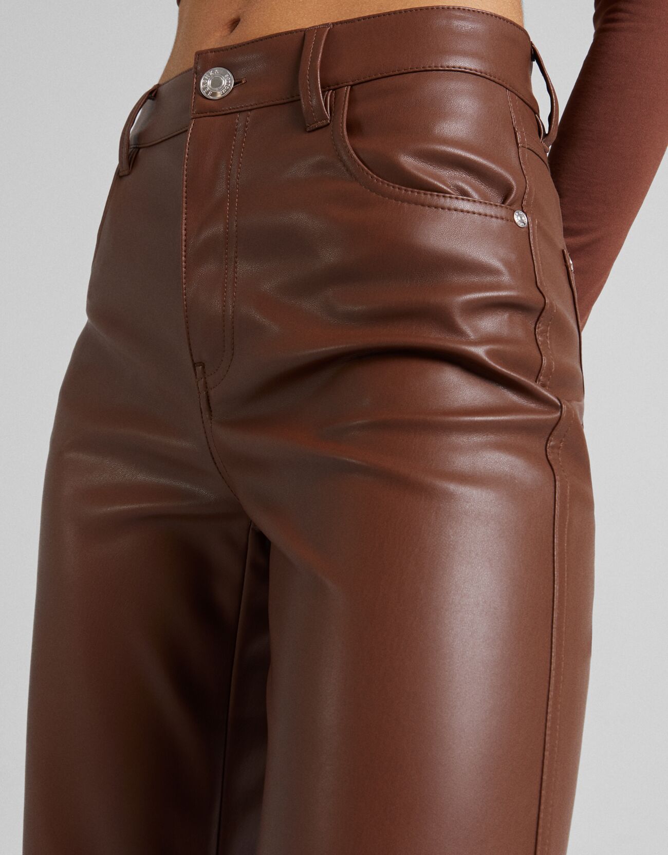 Bershka - Faux leather straight pants
