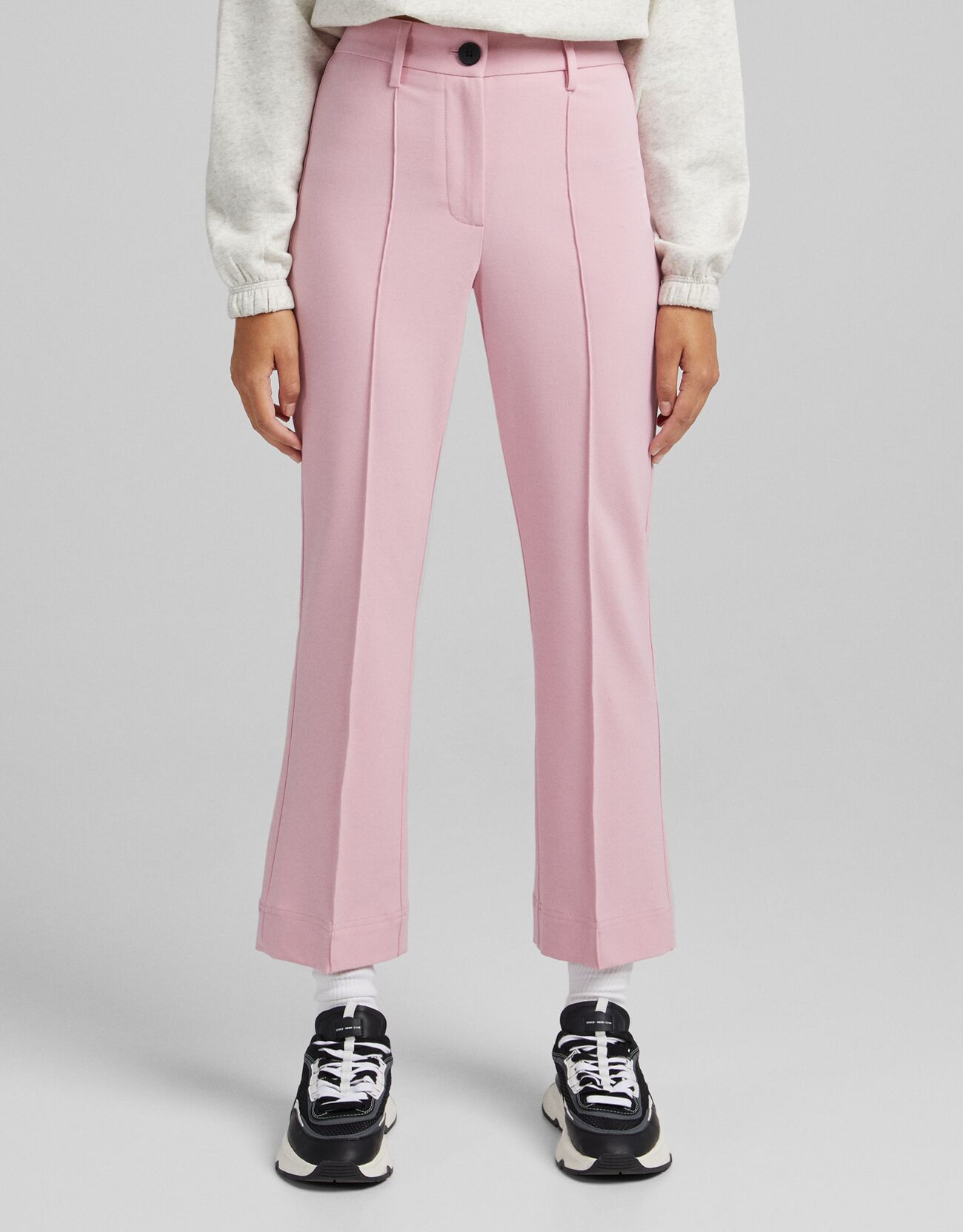 Розовый Расклешенные брюки Bershka