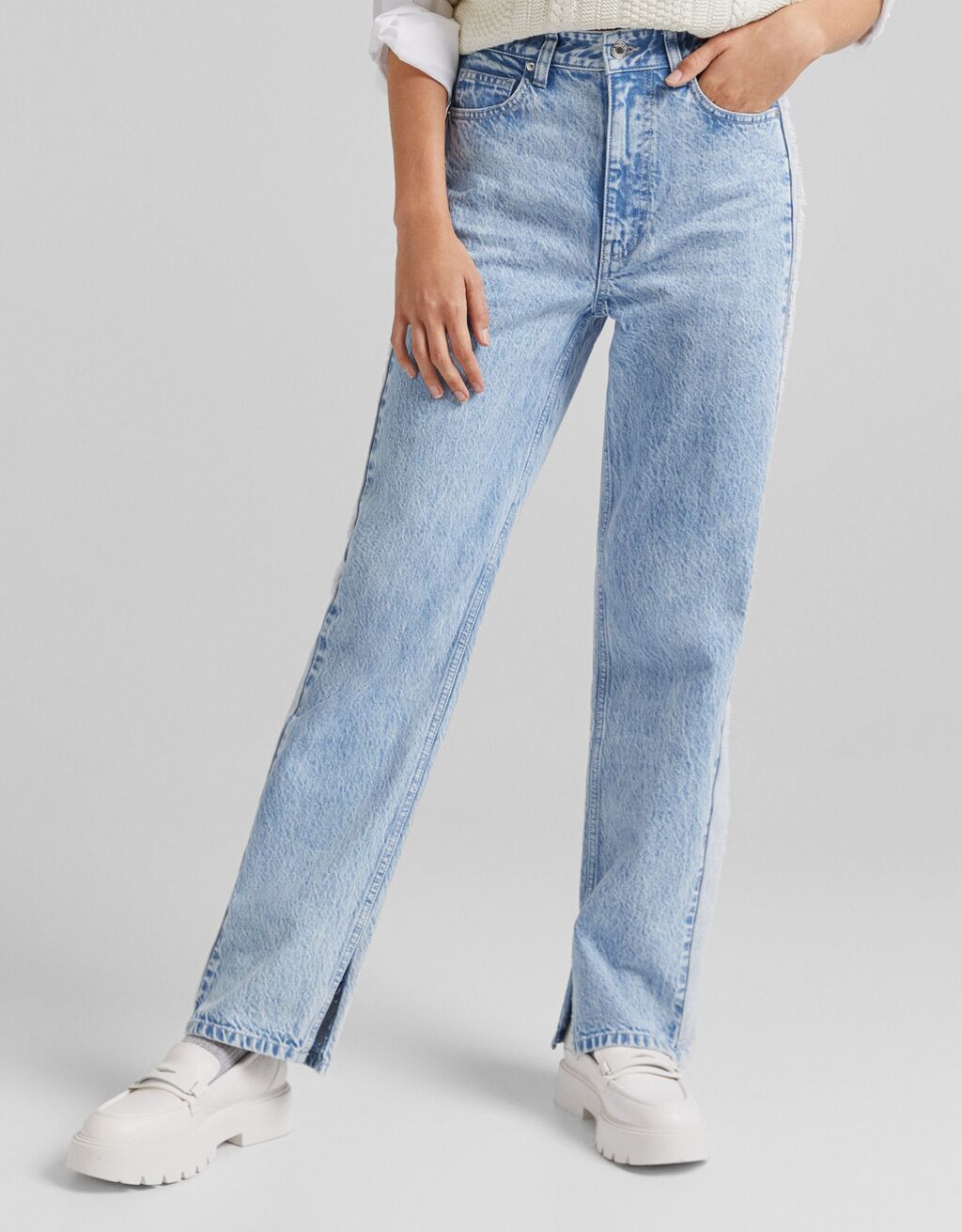 Contrasting straight fit jeans